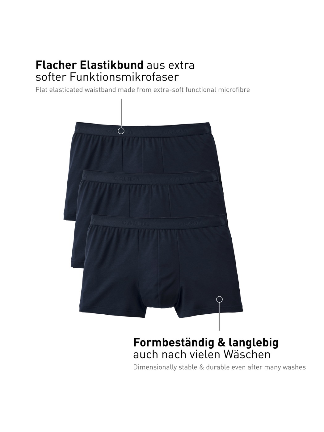 Men - Boxer Briefs, 3-Pack made of Cotton in Blue, Unicoloured, from the Natural Benefit series by CALIDA