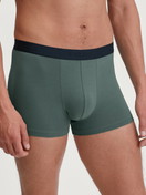 Herren-Model trägt Boxer Brief, 3er-Pack aus Baumwolle in Grün, Einfarbig aus Serie Natural Benefit von CALIDA, Vorderansicht