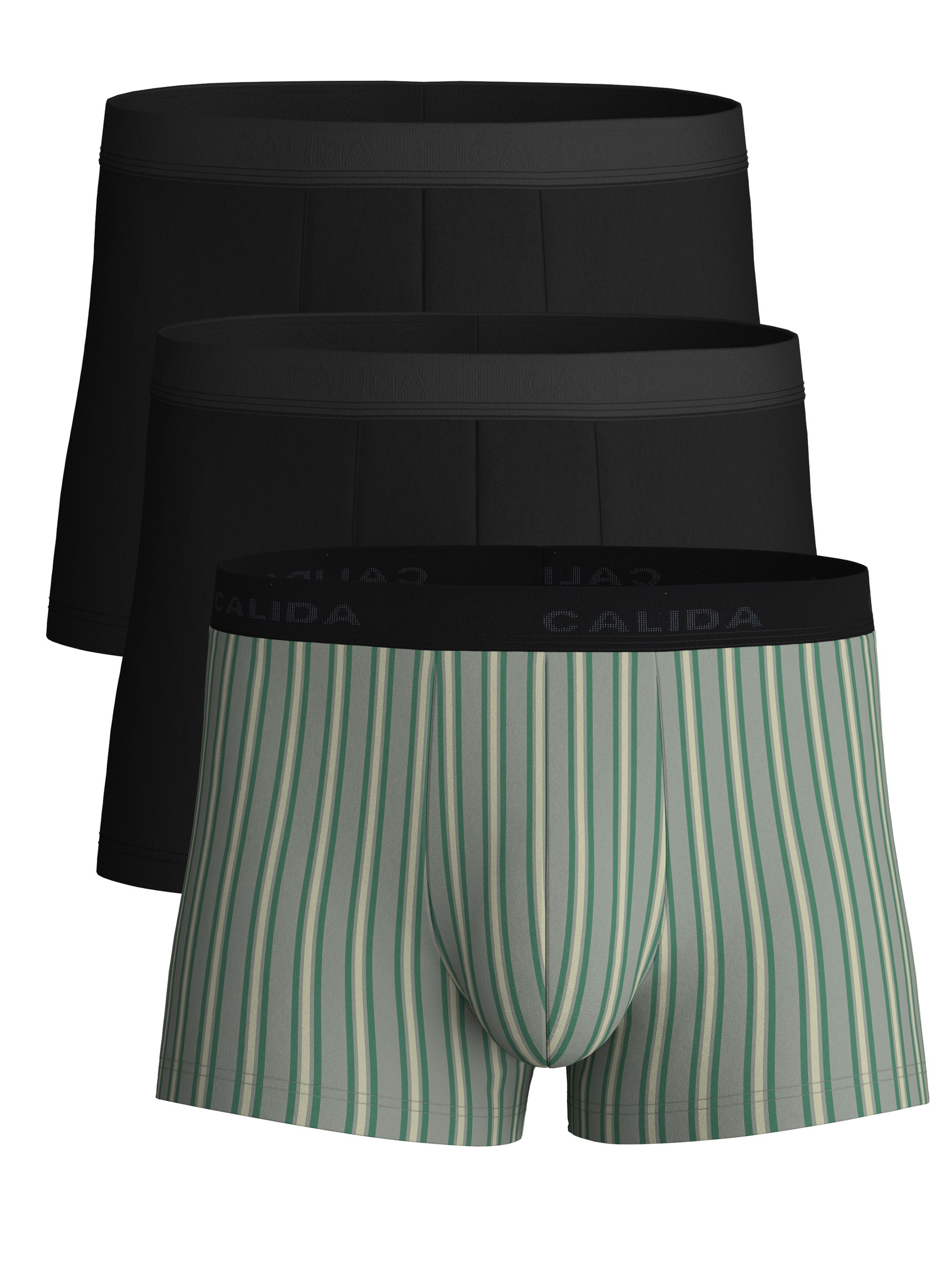 Multipack Uomo - Boxer, set da 3 in Cotone di colore Verde, A righe, della serie Natural Benefit di CALIDA