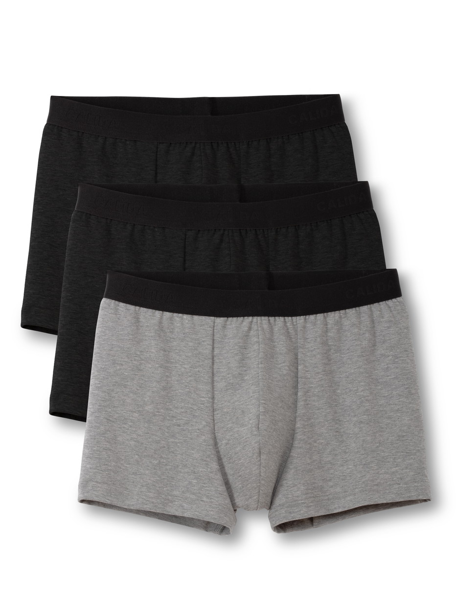 Multipack Herren - Boxer Brief, 3er-Pack aus Baumwolle in Schwarz, Einfarbig aus Serie Natural Benefit von CALIDA