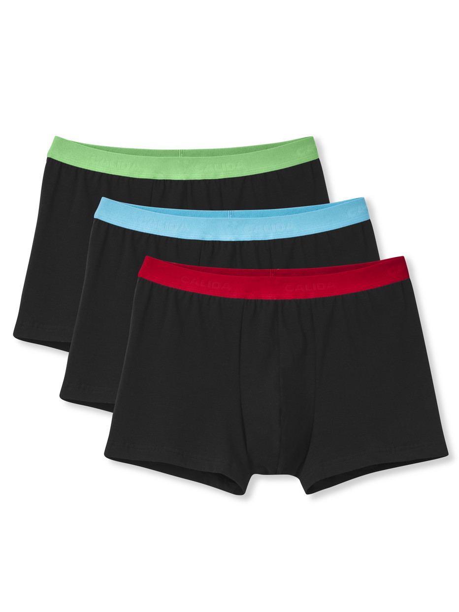 Multipack Herren - Boxer Brief, 3er-Pack aus Baumwolle in Schwarz, Einfarbig aus Serie Natural Benefit von CALIDA