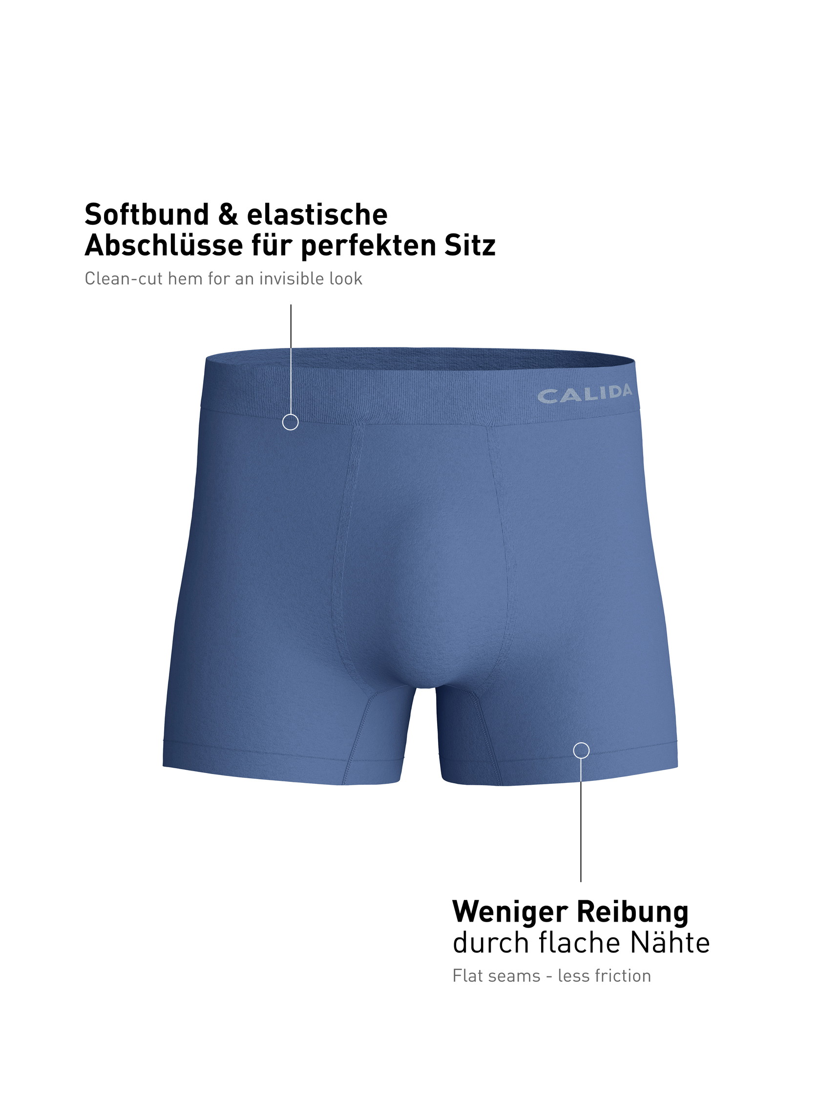Homme - boxer brief avec jambe longue en Modal de couleur Bleu, Unicolore, de la série Seamless Natural de CALIDA