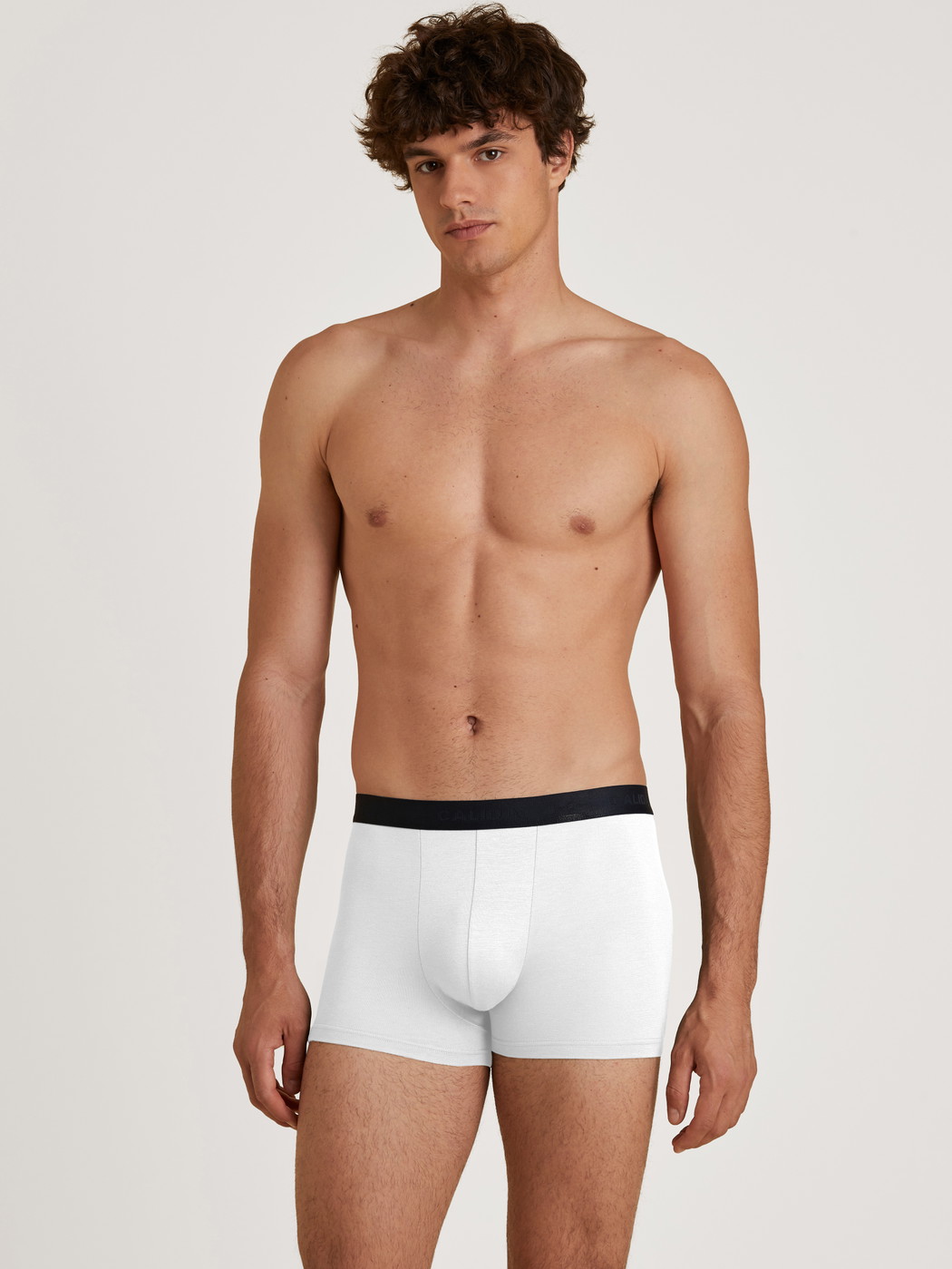 Men model is wearing Boxer Briefs, 3-Pack made of Cotton in White, Unicoloured from the Daywear Xtra series by CALIDA, Outfit