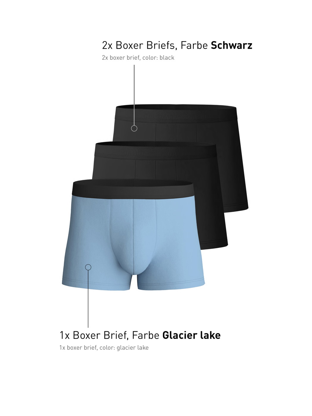 Herren - Boxer Brief, 3er-Pack aus Baumwolle in Blau, Einfarbig aus Serie Cotton Special von CALIDA