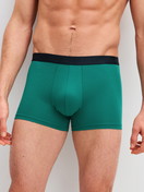 La modella / Il modello Uomo indossa Boxer, set da 3 in 100% cotone di colore Verde, Tinta unita, della serie Cotton Special di CALIDA, Vista frontale