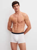 Men model is wearing Boxer Briefs, 3-Pack made of 100% Cotton in Blue, Unicoloured from the Cotton Special series by CALIDA, Additional Image
