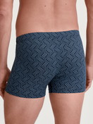 Men model is wearing Boxer brief made of TENCEL™ in Blue, Patterned from the Focus Trend series by CALIDA, Back view
