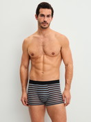 Men model is wearing Boxer brief made of Lyocell in Brown, Striped from the Focus Trend series by CALIDA, Outfit