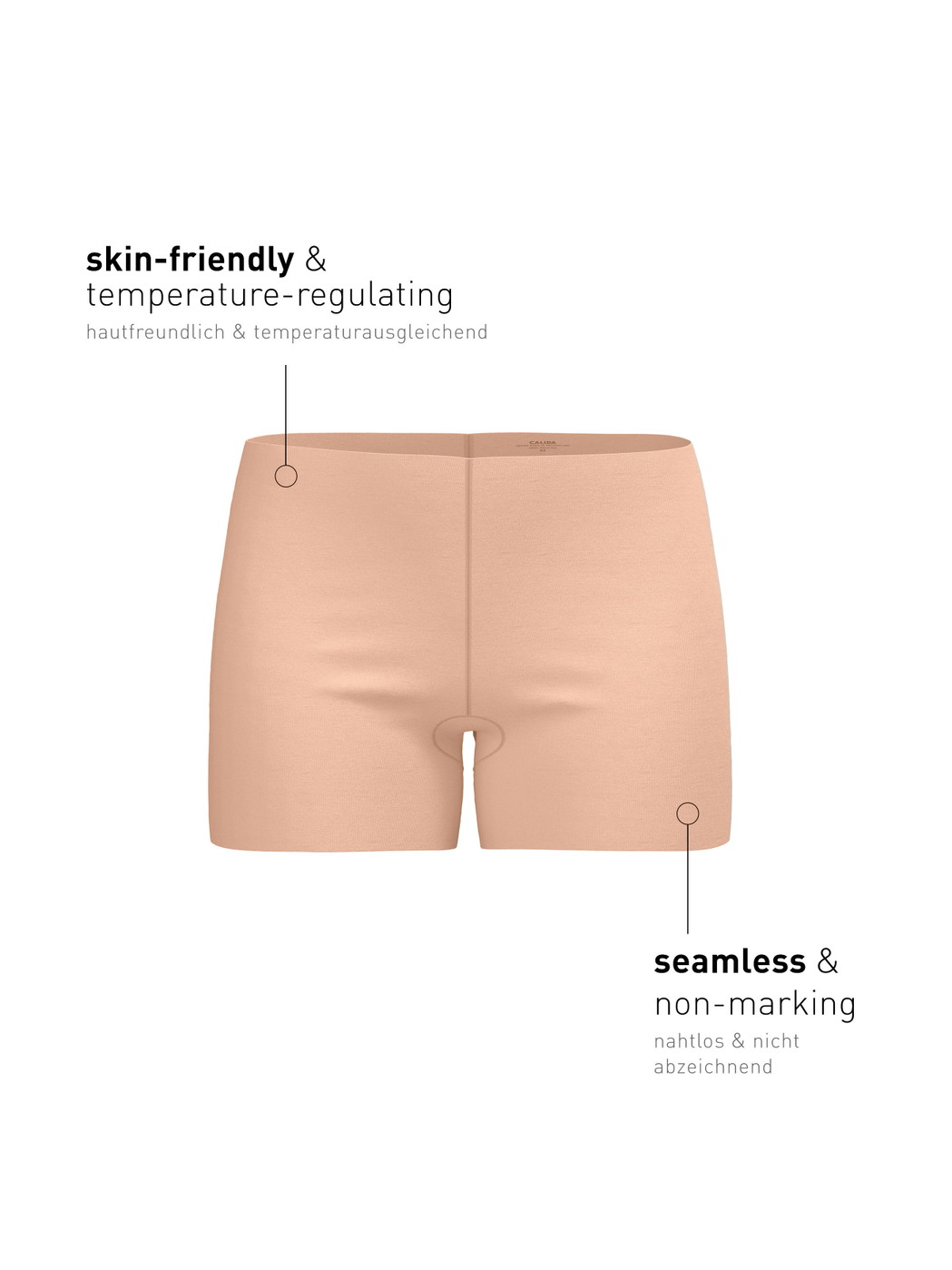 Damen-Model trägt Radlerhose mit saumlosem Beinabschnitt aus Modal in Rosa, Einfarbig aus Serie Natural Skin von CALIDA, Zusatzbild