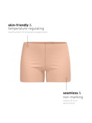 Damen-Model trägt Radlerhose mit saumlosem Beinabschnitt aus Modal in Rosa, Einfarbig aus Serie Natural Skin von CALIDA, Zusatzbild