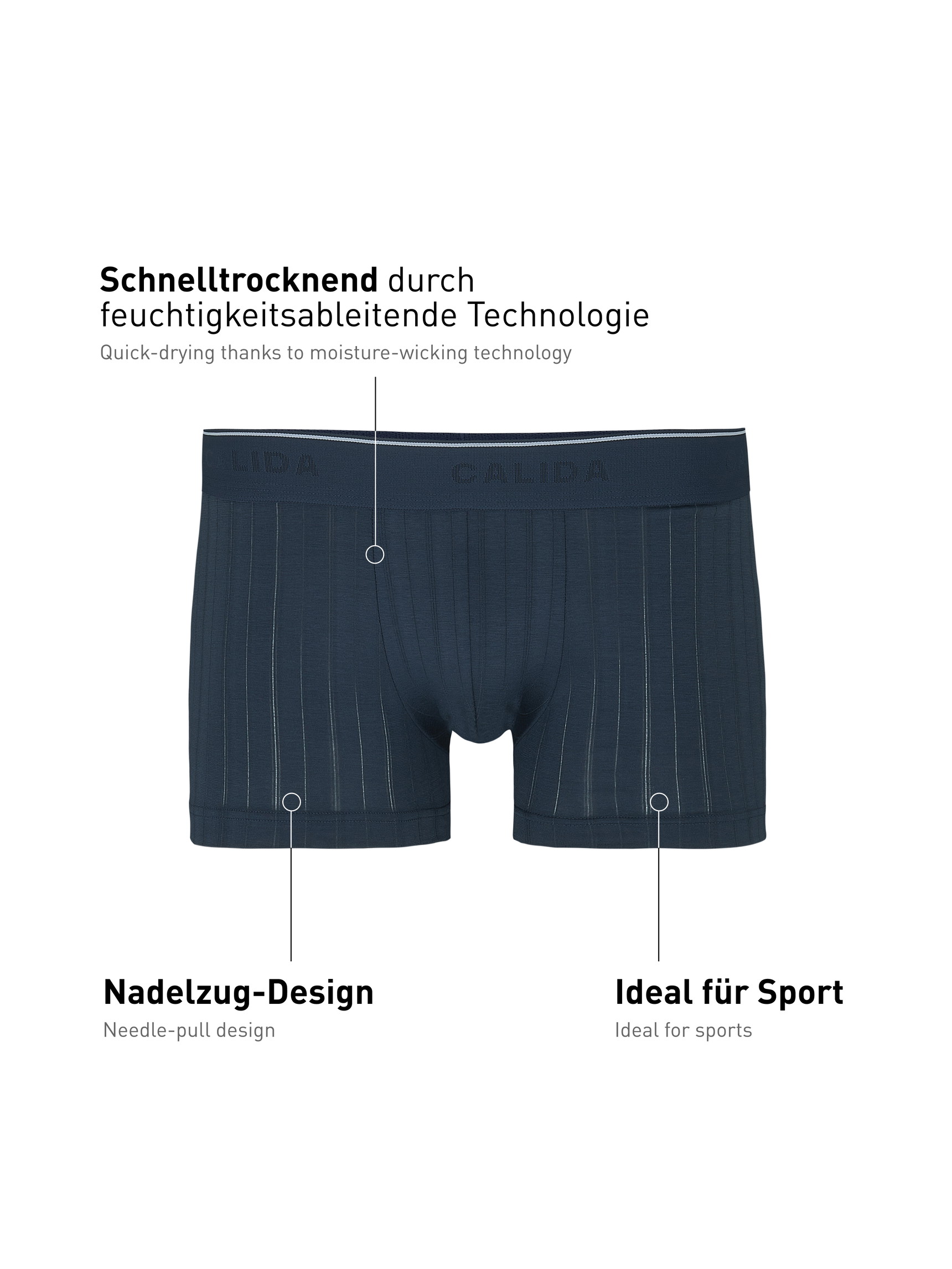 Herren - Boxer Brief mit Elastikbund aus Baumwolle in Blau, Motiv aus Serie Pure & Style von CALIDA