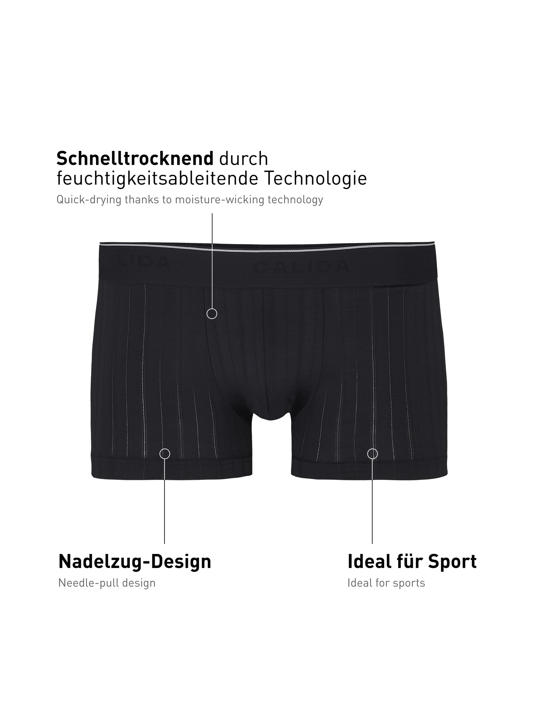 Herren - Boxer Brief mit Elastikbund aus Baumwolle in Schwarz, Motiv aus Serie Pure & Style von CALIDA