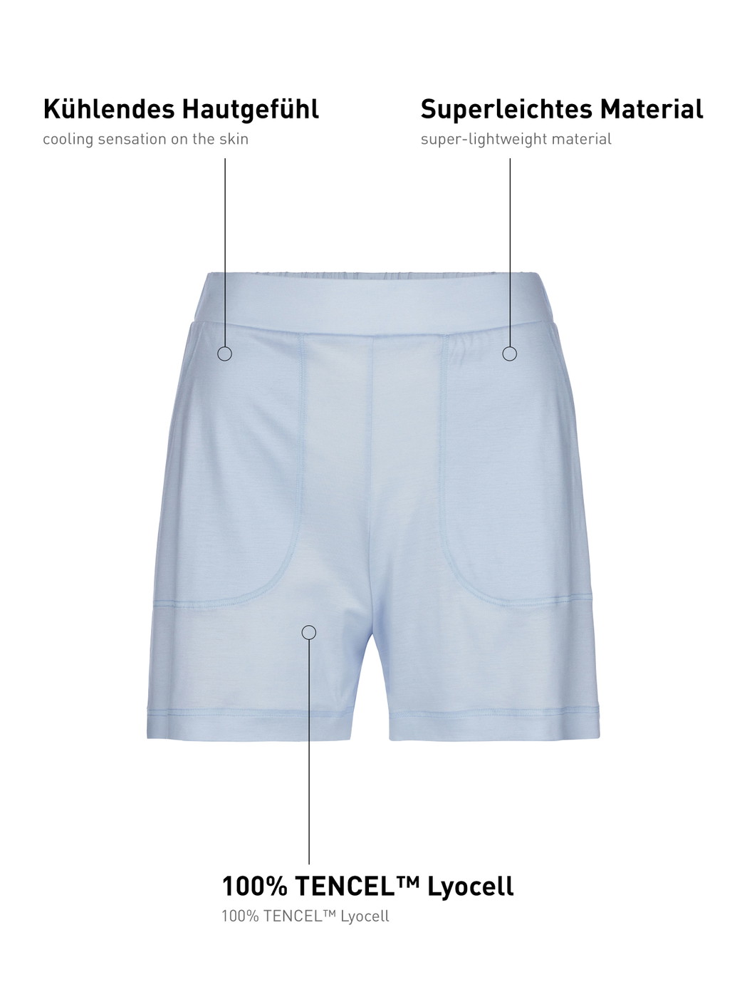 Donna - Pantaloni corti del pigiama in Lyocell di colore Blu, Tinta unita, della serie DSW Cooling di CALIDA