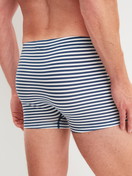 Men model is wearing Boxer brief made of Cotton in Blue, Striped from the Grafic Cotton series by CALIDA, Back view