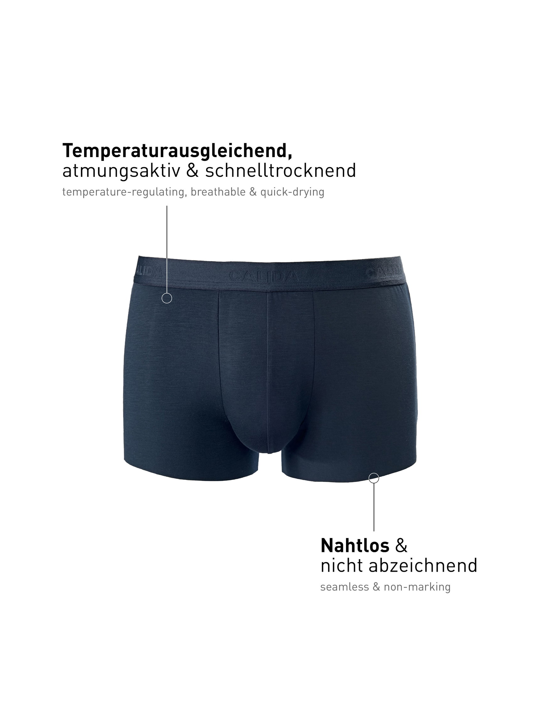 Herren - Boxer Brief mit Softbund aus Modal in Blau, Einfarbig aus Serie Clean Line von CALIDA
