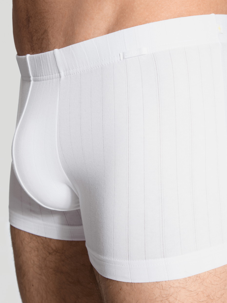 Herren - Boxer Brief mit überzogenem Bund aus Baumwolle in Weiß, Motiv aus Serie Pure & Style von CALIDA, Detail