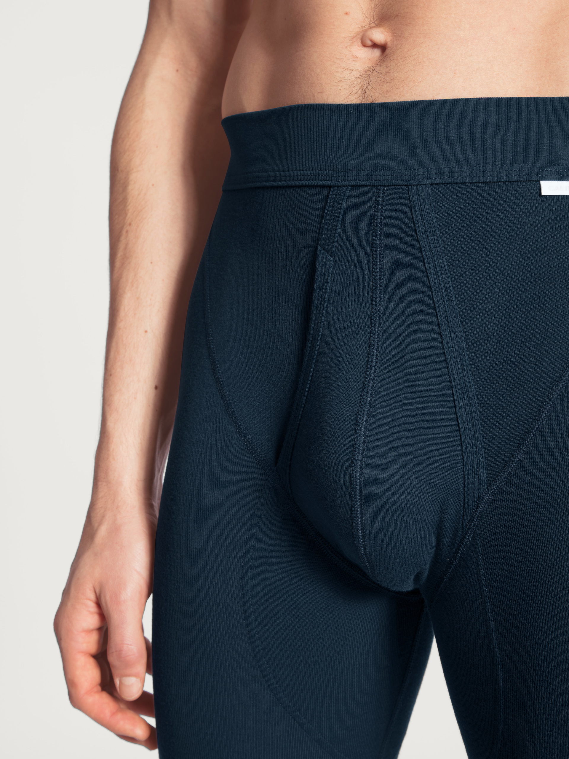 Herren - Leggings aus 100% Baumwolle in Blau, Einfarbig aus Serie Cotton 1:1 von CALIDA, Detail