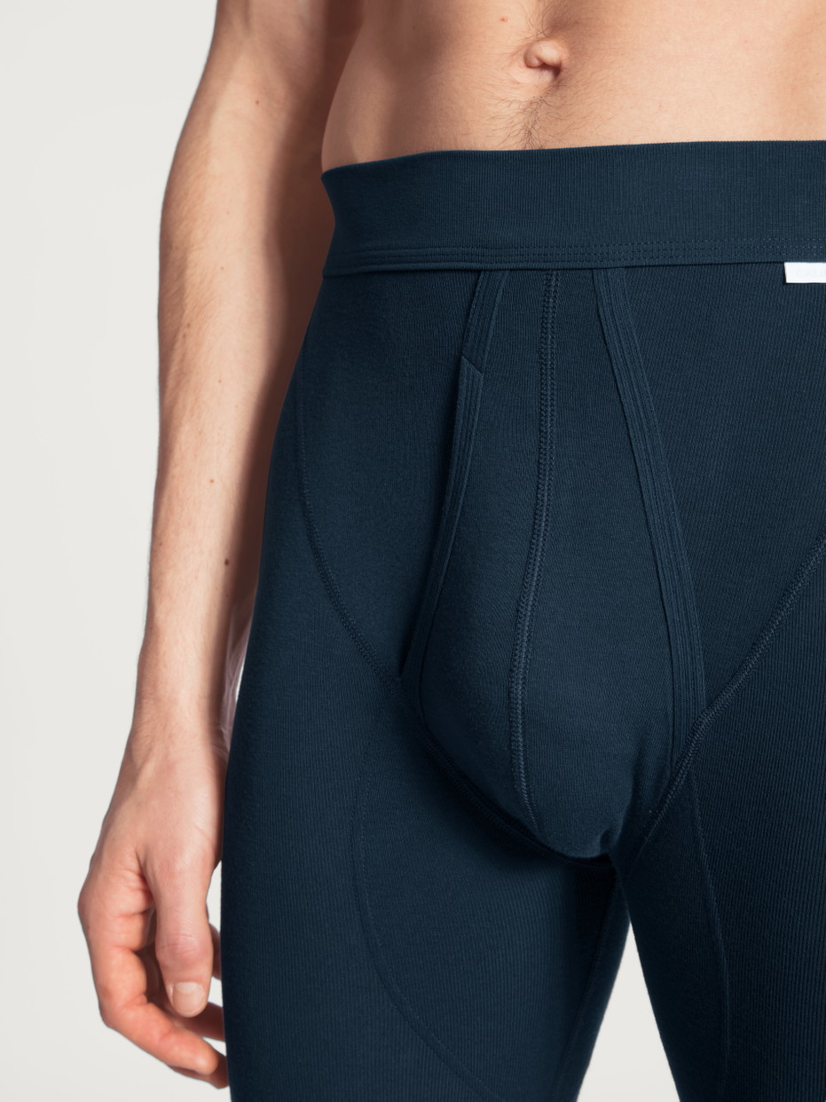 Herren - Leggings aus 100% Baumwolle in Blau, Einfarbig aus Serie Cotton 1:1 von CALIDA, Detail