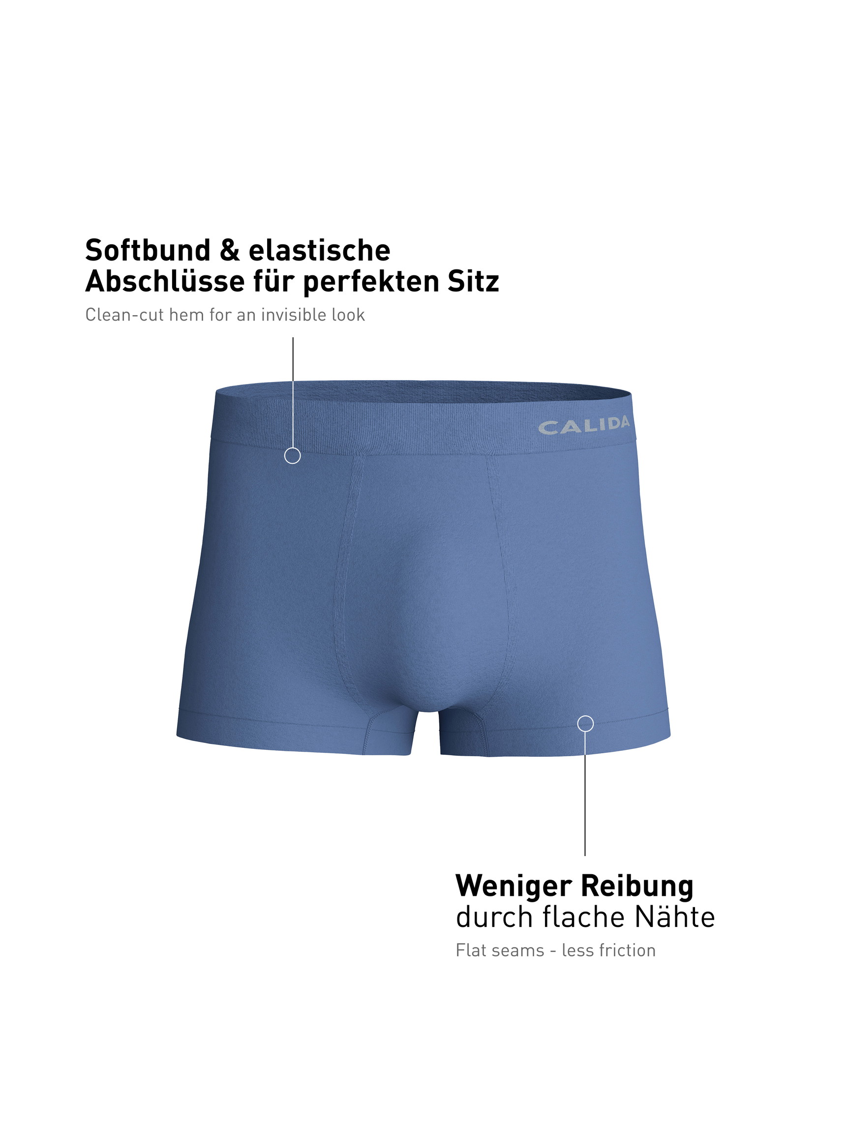Uomo - Boxer brief in Modal di colore Blu, Tinta unita, della serie Seamless Natural di CALIDA