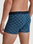 Men model is wearing Boxer brief made of Cotton in Blue, Checked from the Cotton Code Design series by CALIDA, Back view