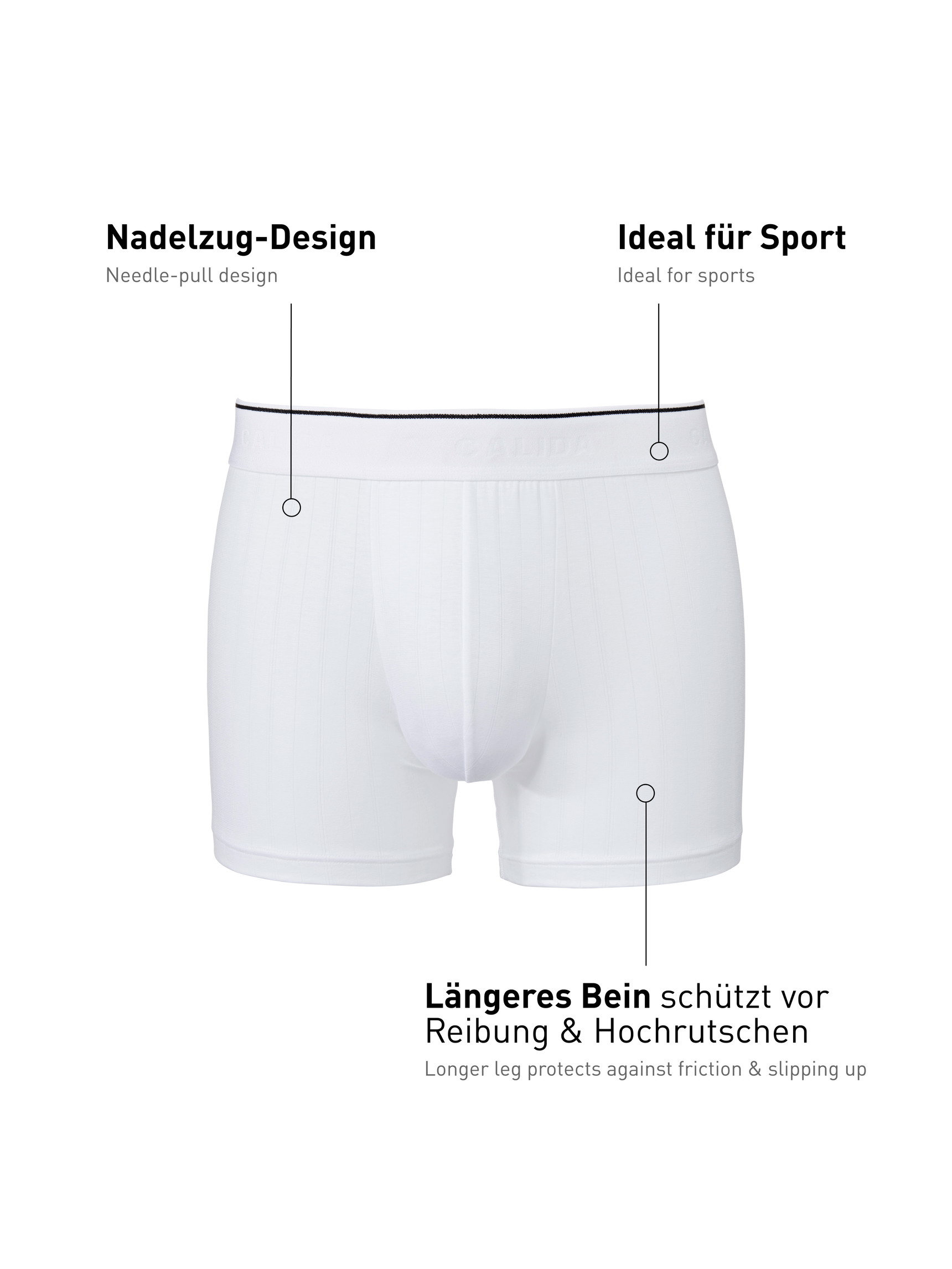 Herren - Boxer Brief mit langem Bein aus Baumwolle in Weiß, Einfarbig aus Serie Pure & Style von CALIDA