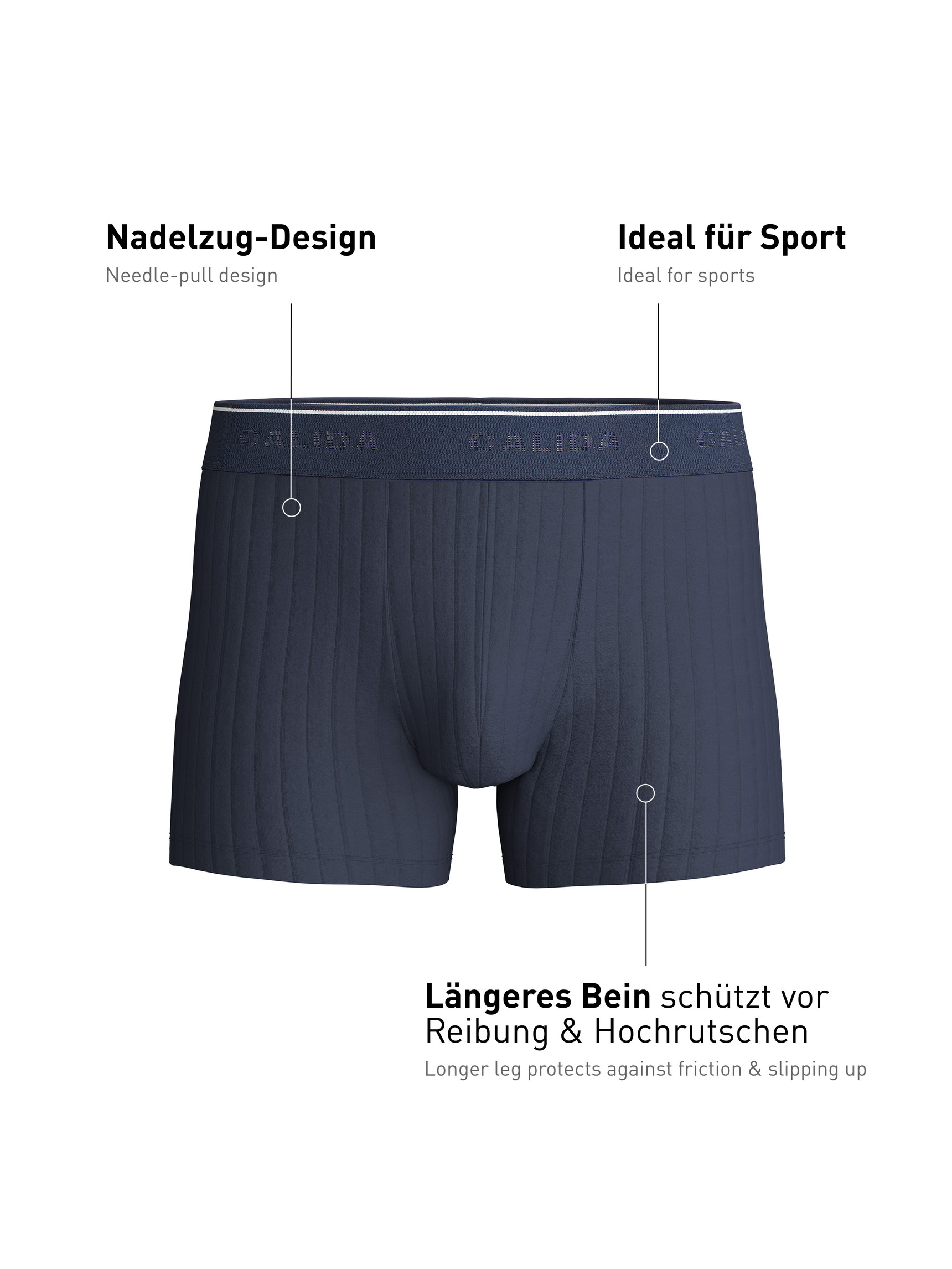 Herren - Boxer Brief mit langem Bein aus Baumwolle in Blau, Einfarbig aus Serie Pure & Style von CALIDA