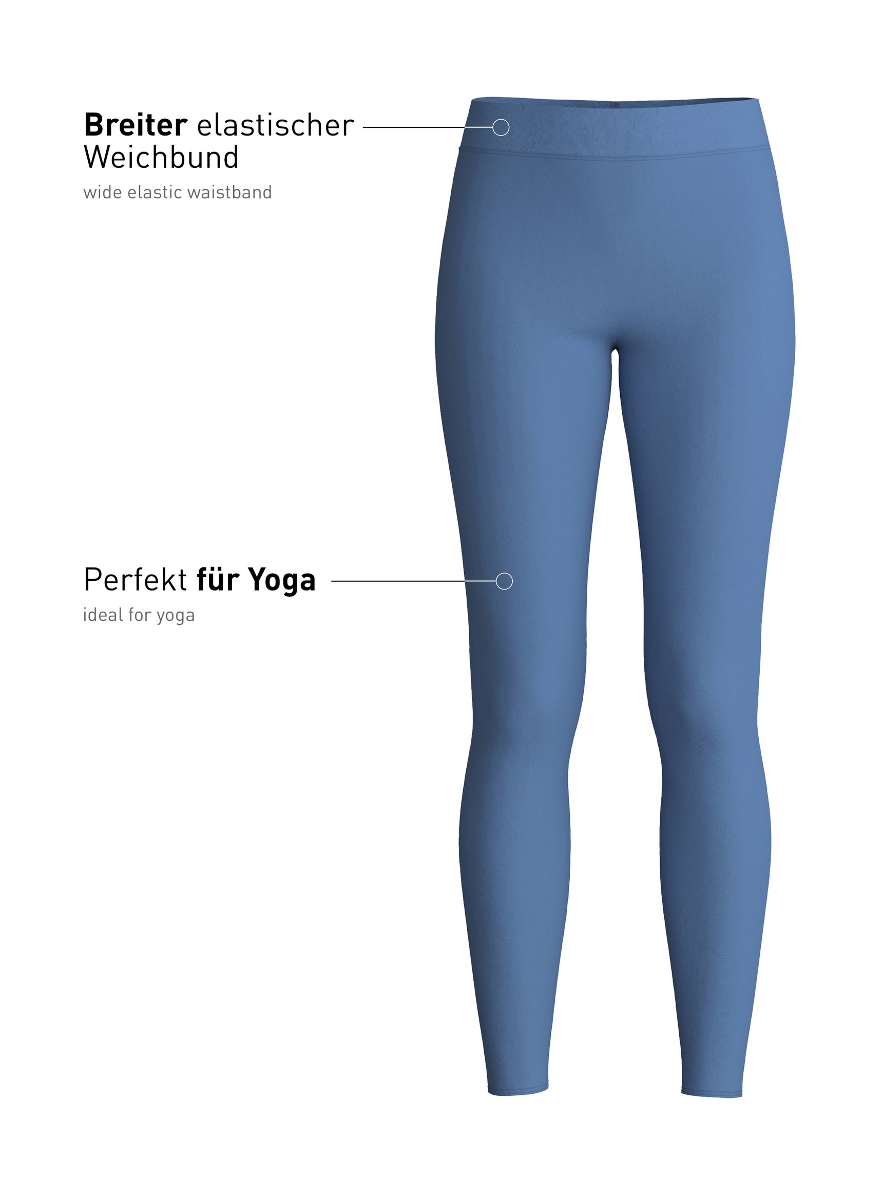 Donna - Leggings in Cotone di colore Blu, Tinta unita, della serie Elastic di CALIDA