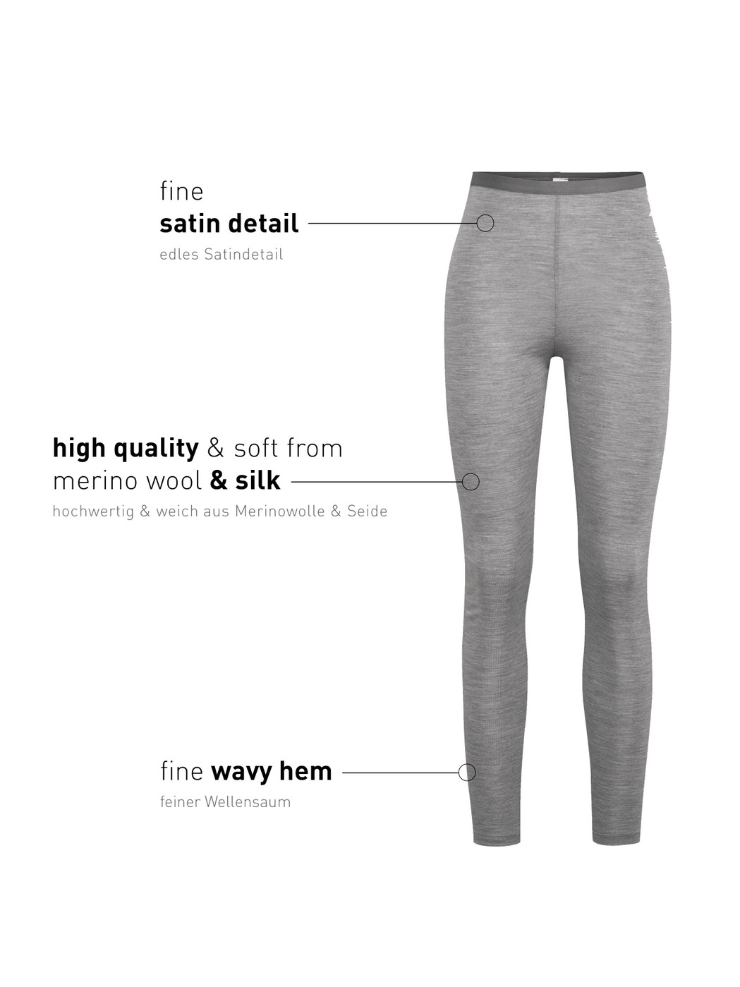 Femme - Legging en laine et soie en Swiss+Cotton de couleur Gris, Unicolore, de la série True Confidence de CALIDA