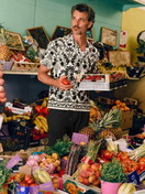 Men model is wearing Bermudas with side pockets made of Cotton in Black, Unicoloured from the RMX Lounge Lecce series by CALIDA, Additional Image
