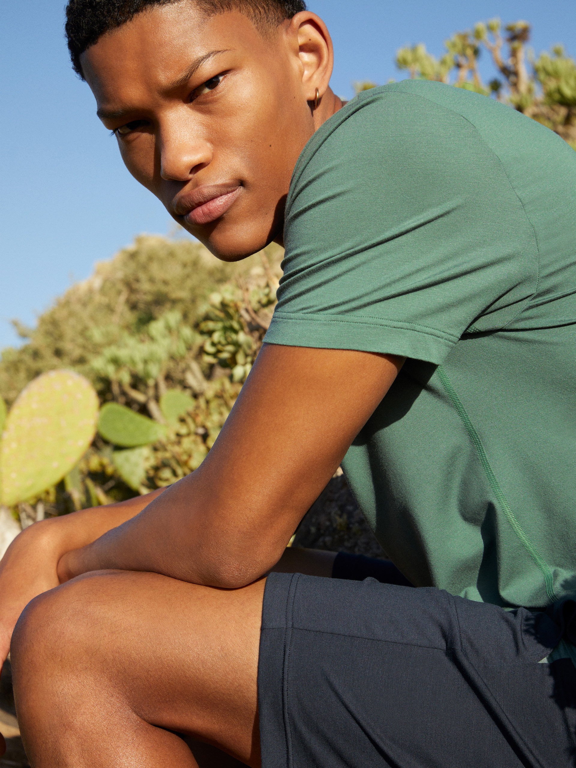 Men model is wearing Shorts made of Modal in Blue, Unicoloured from the DSW Balancing series by CALIDA