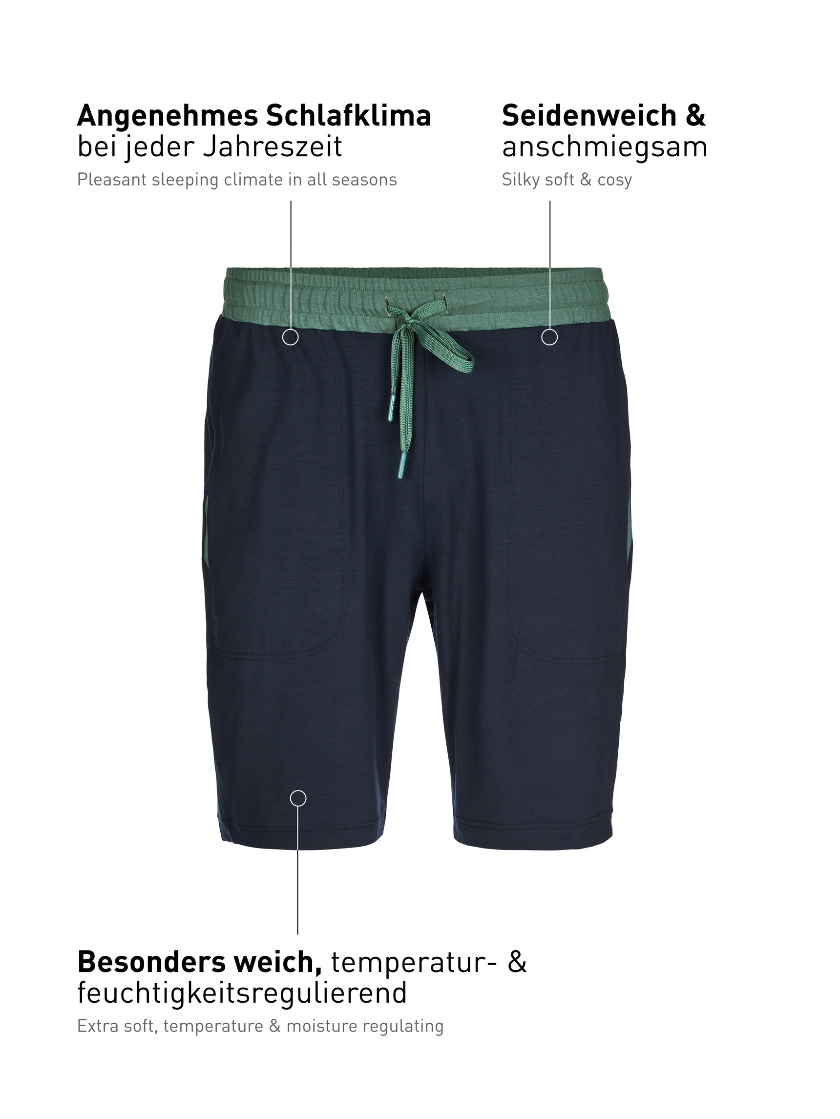 Herren - Bermudas aus Modal in Blau, Einfarbig aus Serie DSW Balancing von CALIDA