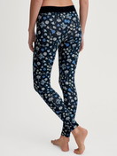 Women model is wearing Leggings made of Cotton in Black, Floral from the Elastic Trend series by CALIDA, Back view