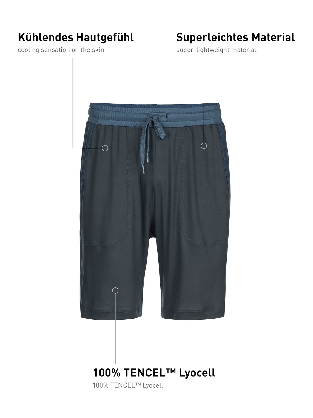 Herren - Bermudas aus Lyocell in Grau, Einfarbig aus Serie DSW Cooling von CALIDA