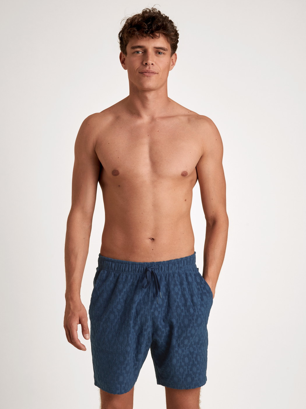 Men - Bermudas made of Cotton in Blue, Unicoloured, from the RMX Lounge Holiday series by CALIDA
