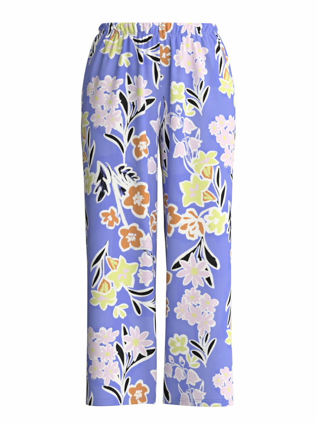 Donna - 7/8 Pantaloni pigiama in 100% cotone di colore Blu, Floreale, della serie Late Bloom M&M di CALIDA