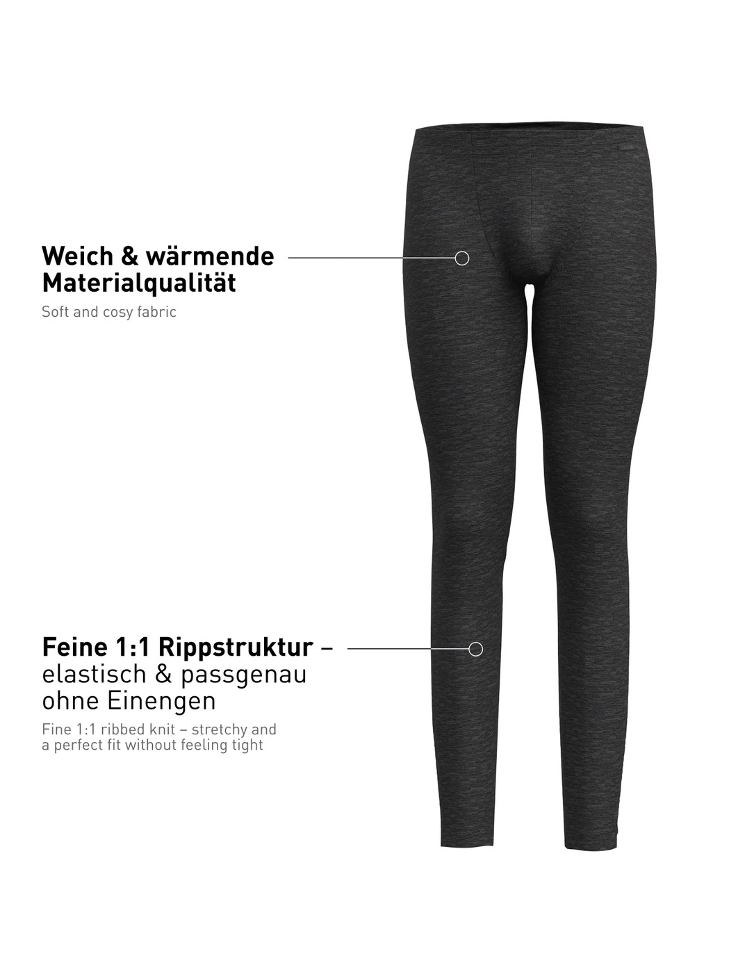 Herren - Longpants aus Wolle und Seide aus Wolle in Grau, Einfarbig aus Serie Wool & Silk von CALIDA