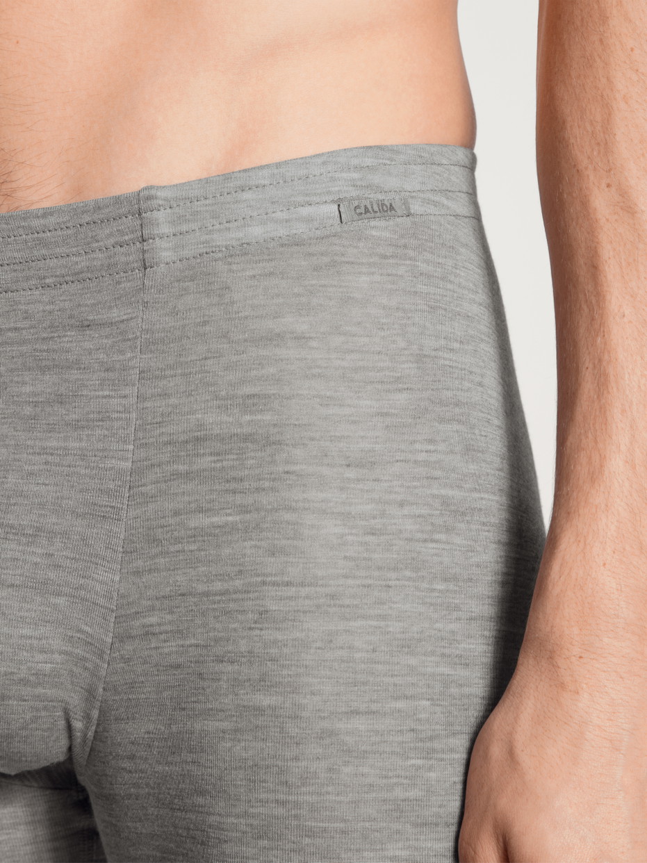 Herren - Longpants aus Wolle und Seide aus Wolle in Grau, Einfarbig aus Serie Wool & Silk von CALIDA, Detail
