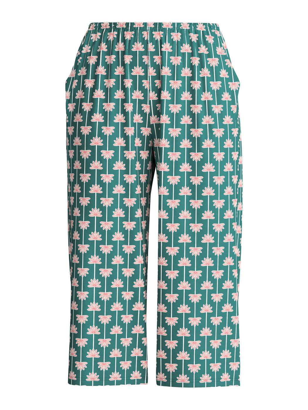 Femme - Pantalon de pyjama 3/4 en 100% coton de couleur Turquoise, À motifs, de la série Favourites Beach de CALIDA