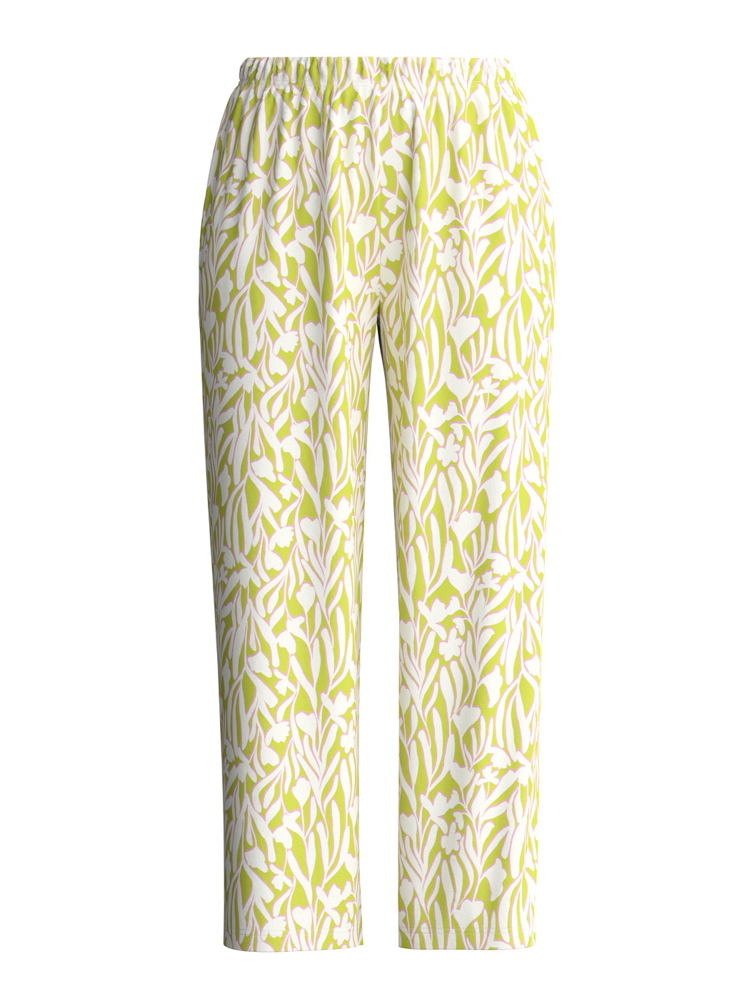 Damen - 7/8-Pyjamahose aus 100% Baumwolle in Grün, Floral aus Serie Late Bloom M&M von CALIDA