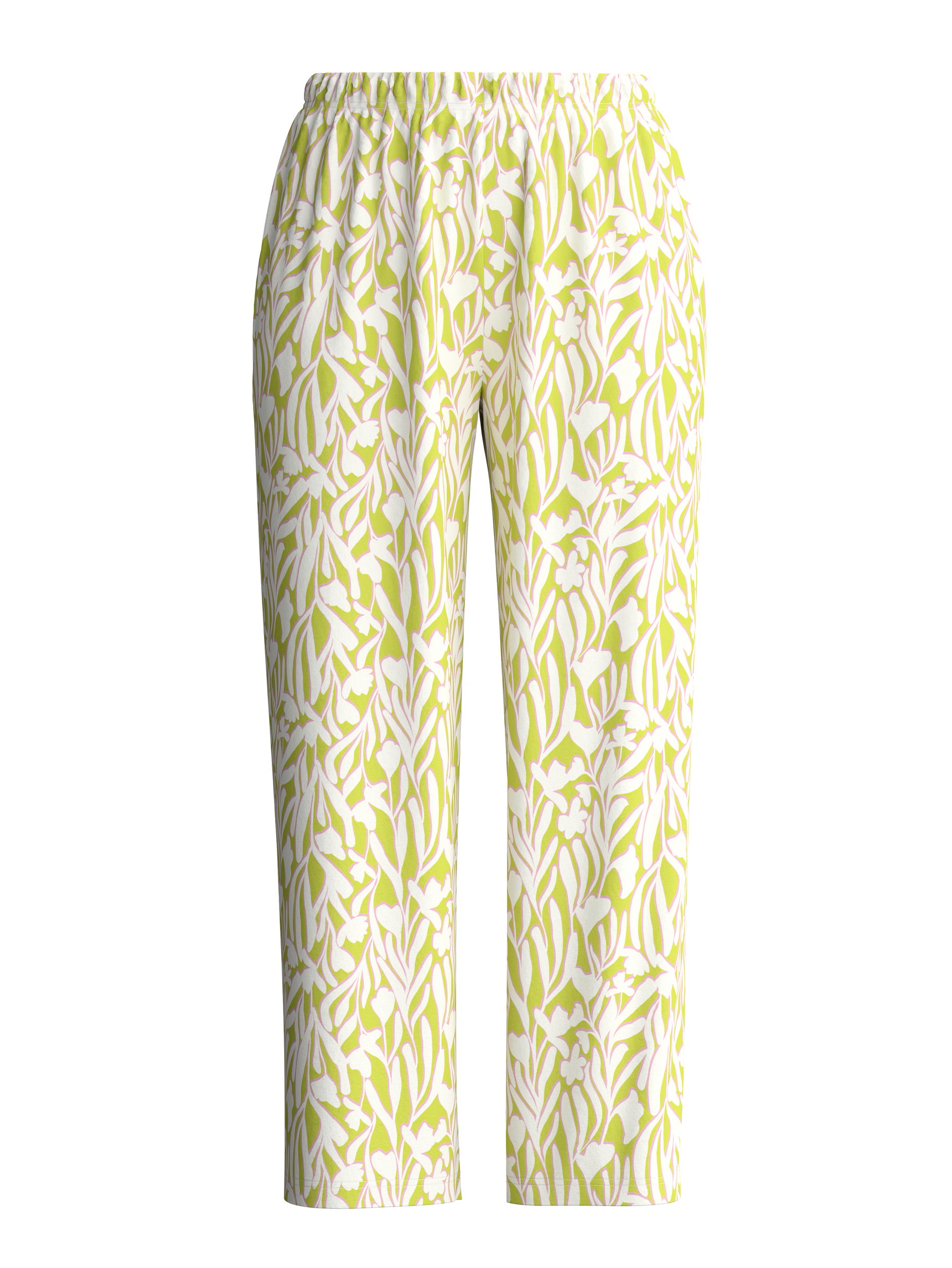 Women - 7/8 pyjama trousers made of 100% Cotton in Green, Floral, from the Late Bloom M&M series by CALIDA