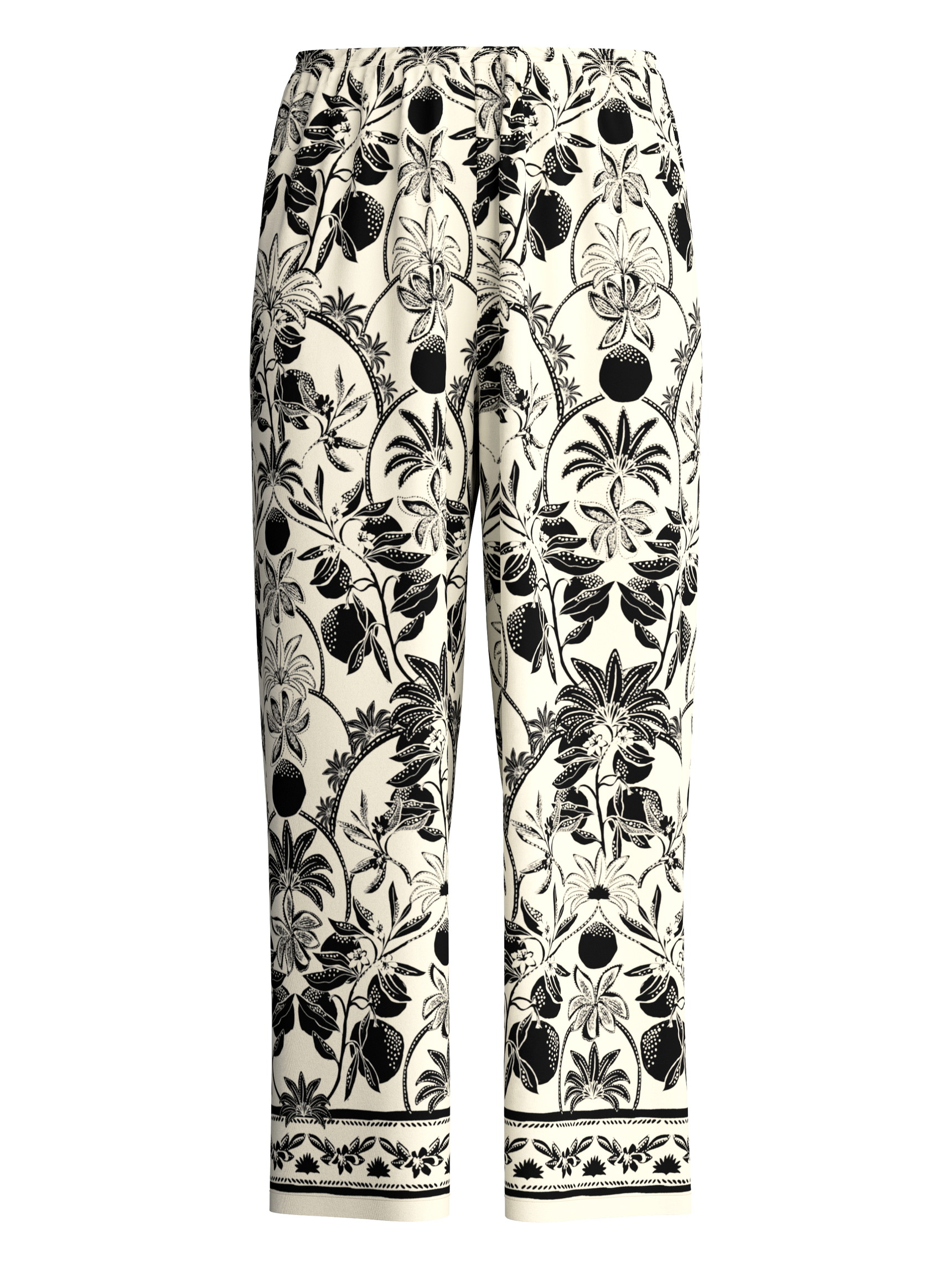 Damen - 7/8-Pyjamahose aus 100% Baumwolle in Schwarz, Floral aus Serie Favourites Layering von CALIDA