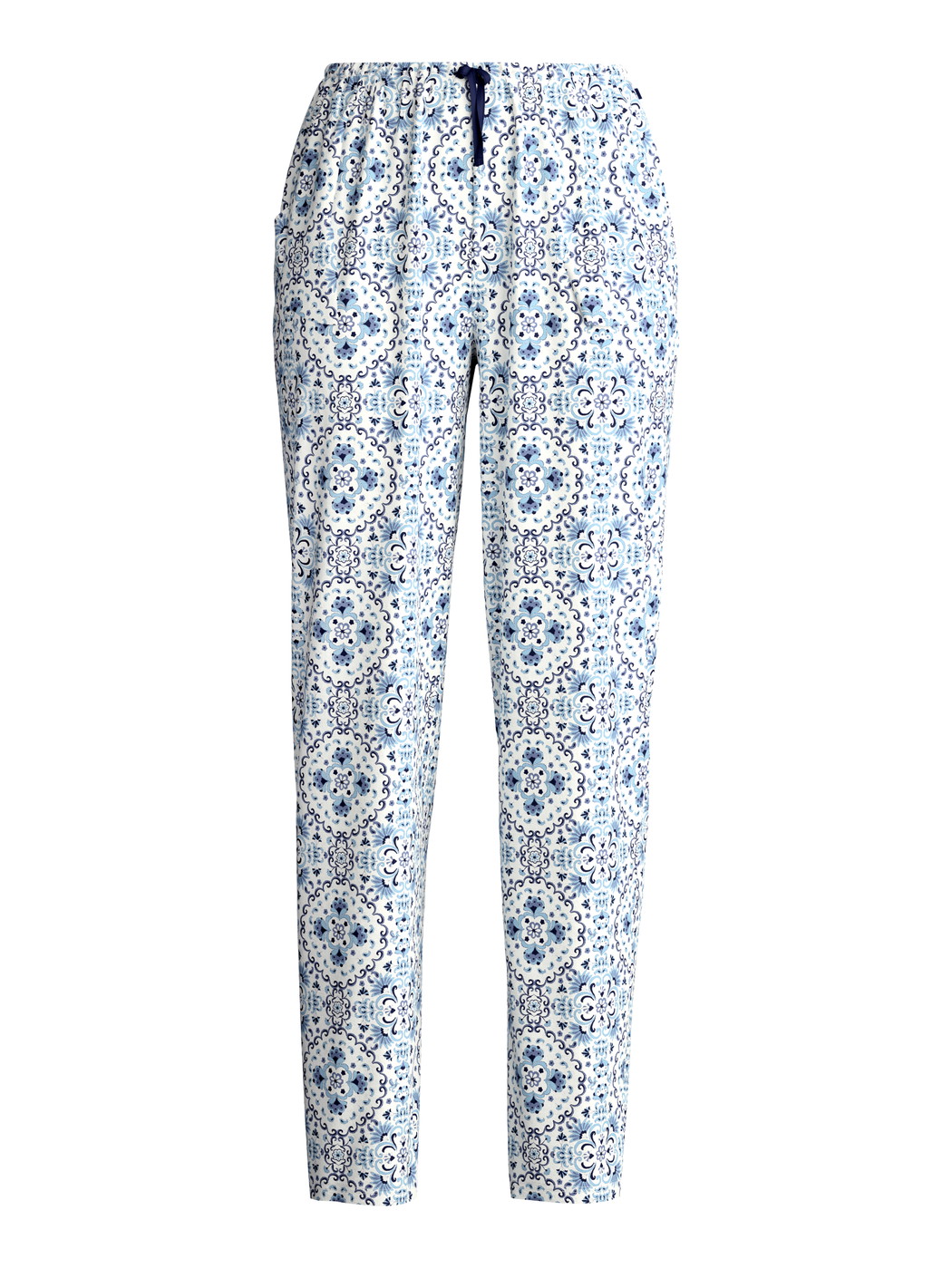 Women - Pyjama trousers with side pockets made of 100% Cotton in Blue, Patterned, from the Favourites Tiles series by CALIDA