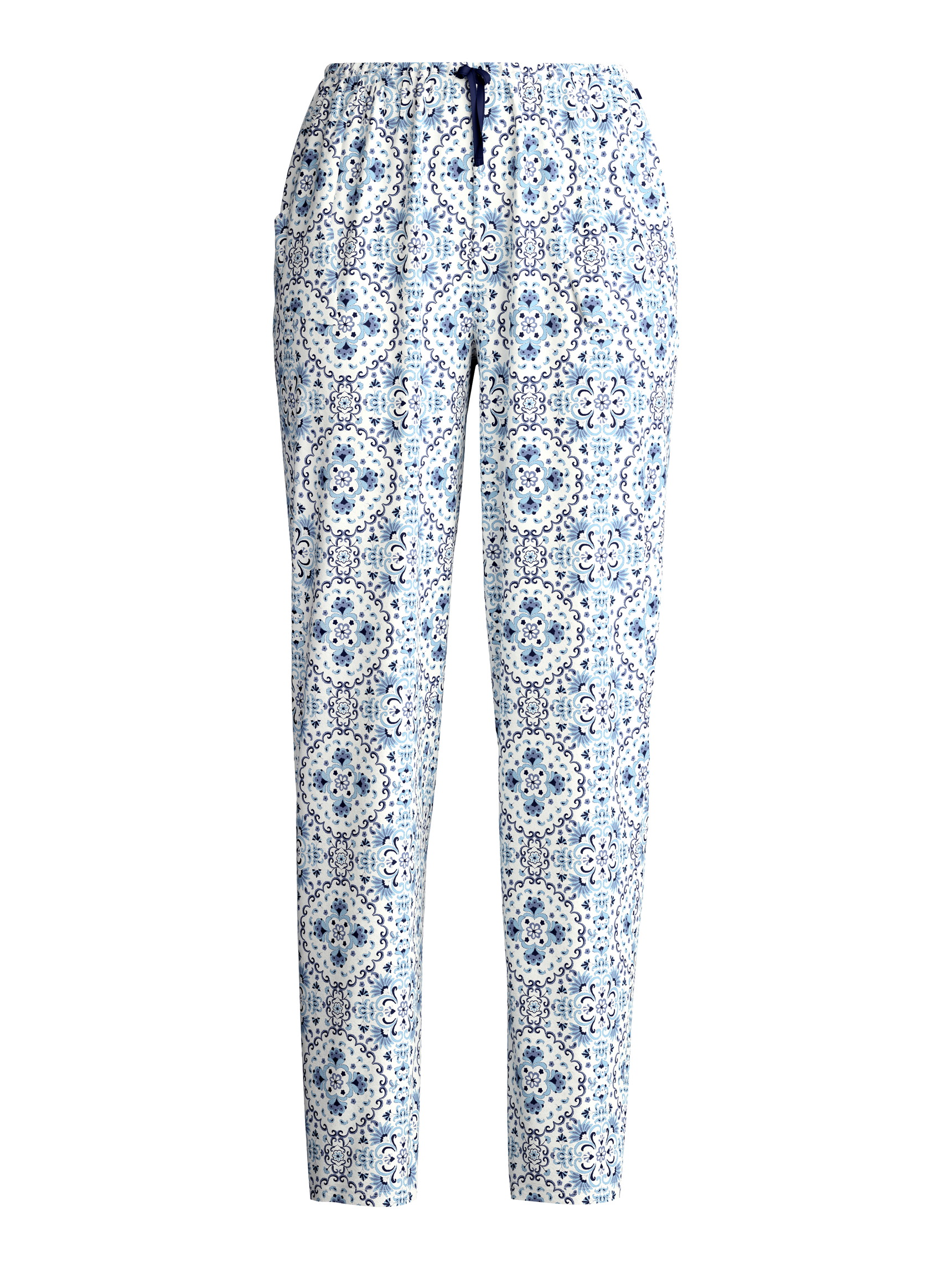 Damen - Pyjamahose mit Seitentaschen aus 100% Baumwolle in Blau, Gemustert aus Serie Favourites Tiles von CALIDA