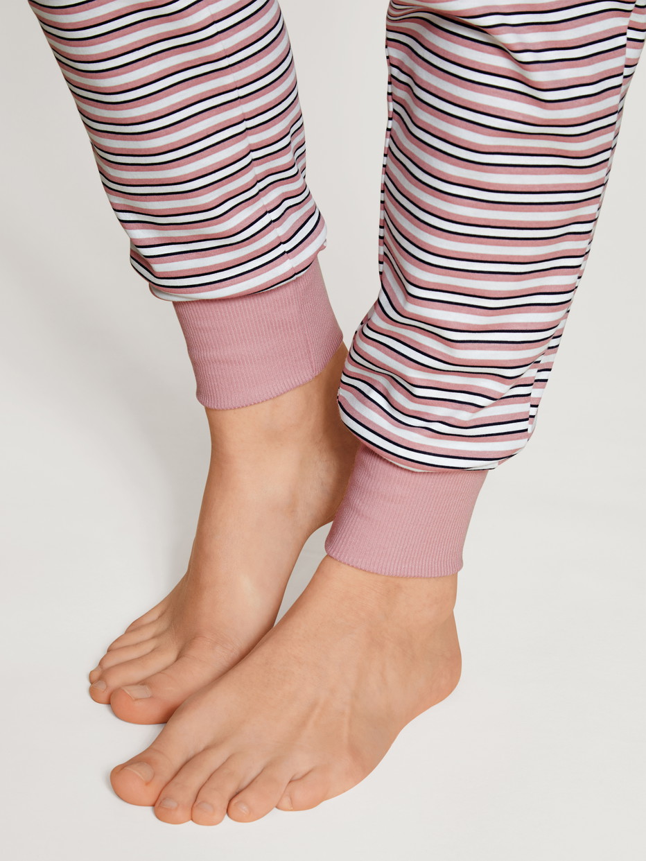 Damen - Pyjamahose mit Seitentaschen aus 100% Baumwolle in Rosa, Gestreift aus Serie Favourites Dreams von CALIDA, Detail