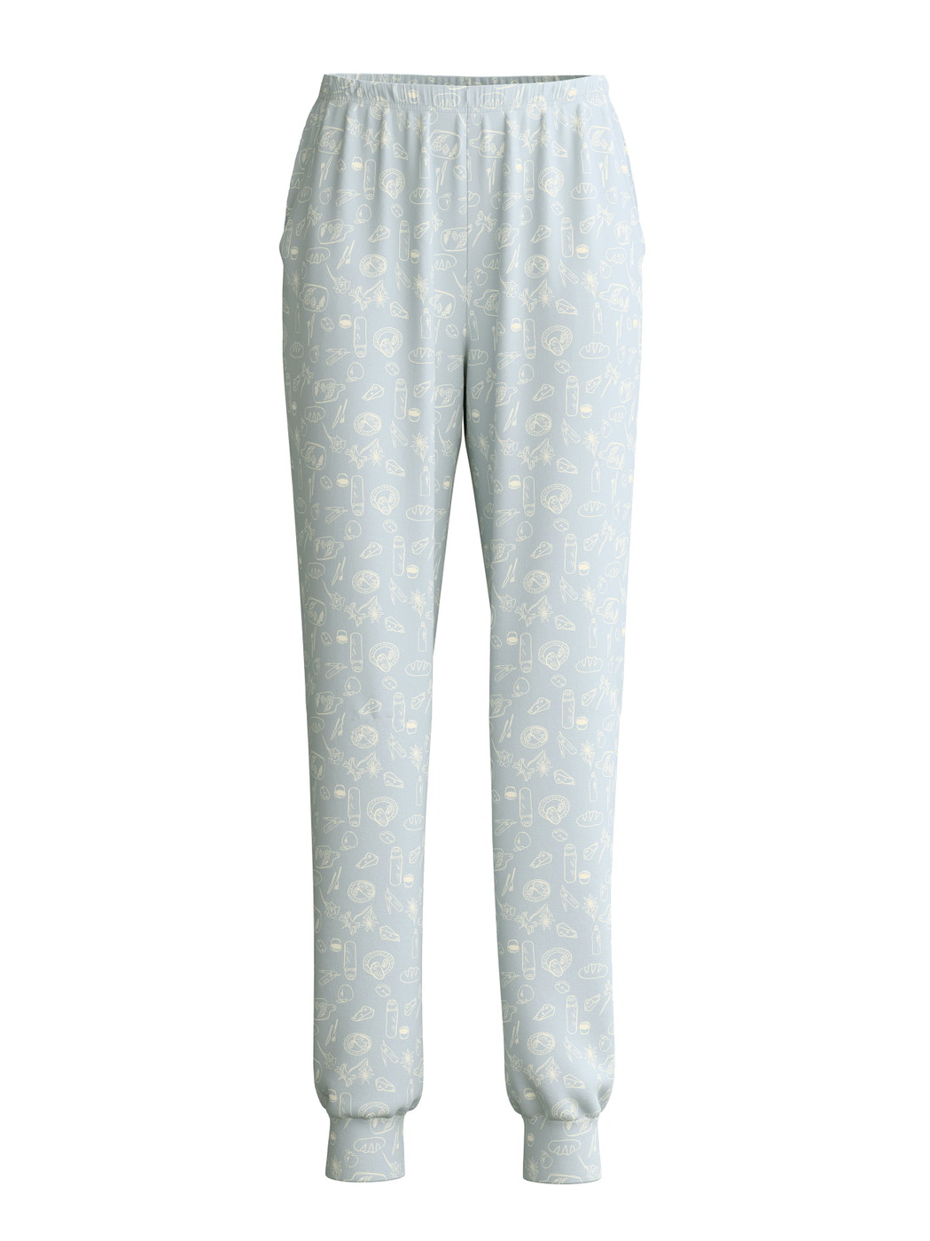 Damen - Pyjamahose mit Bündchen aus 100% Baumwolle in Blau, Gemustert aus Serie Alpine M&M von CALIDA