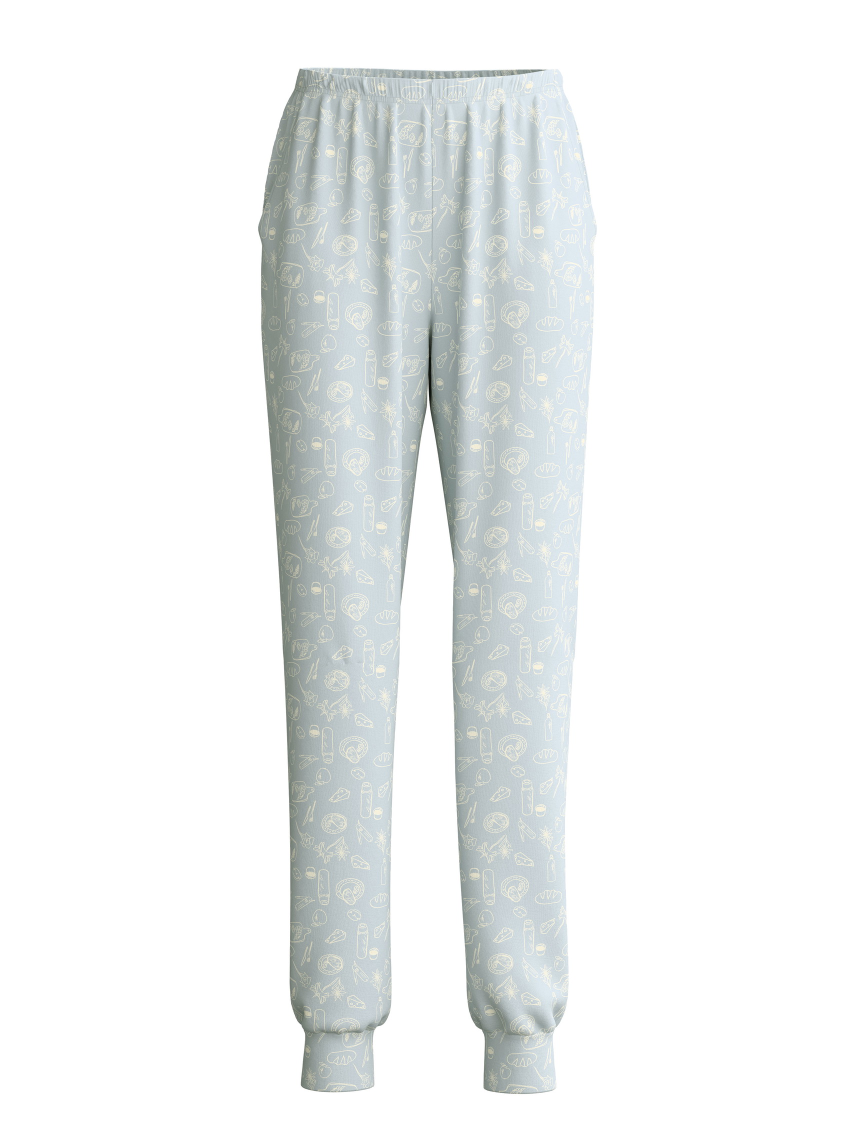 Women - Pyjama bottoms with cuffs made of 100% Cotton in Blue, Patterned, from the Alpine M&M series by CALIDA