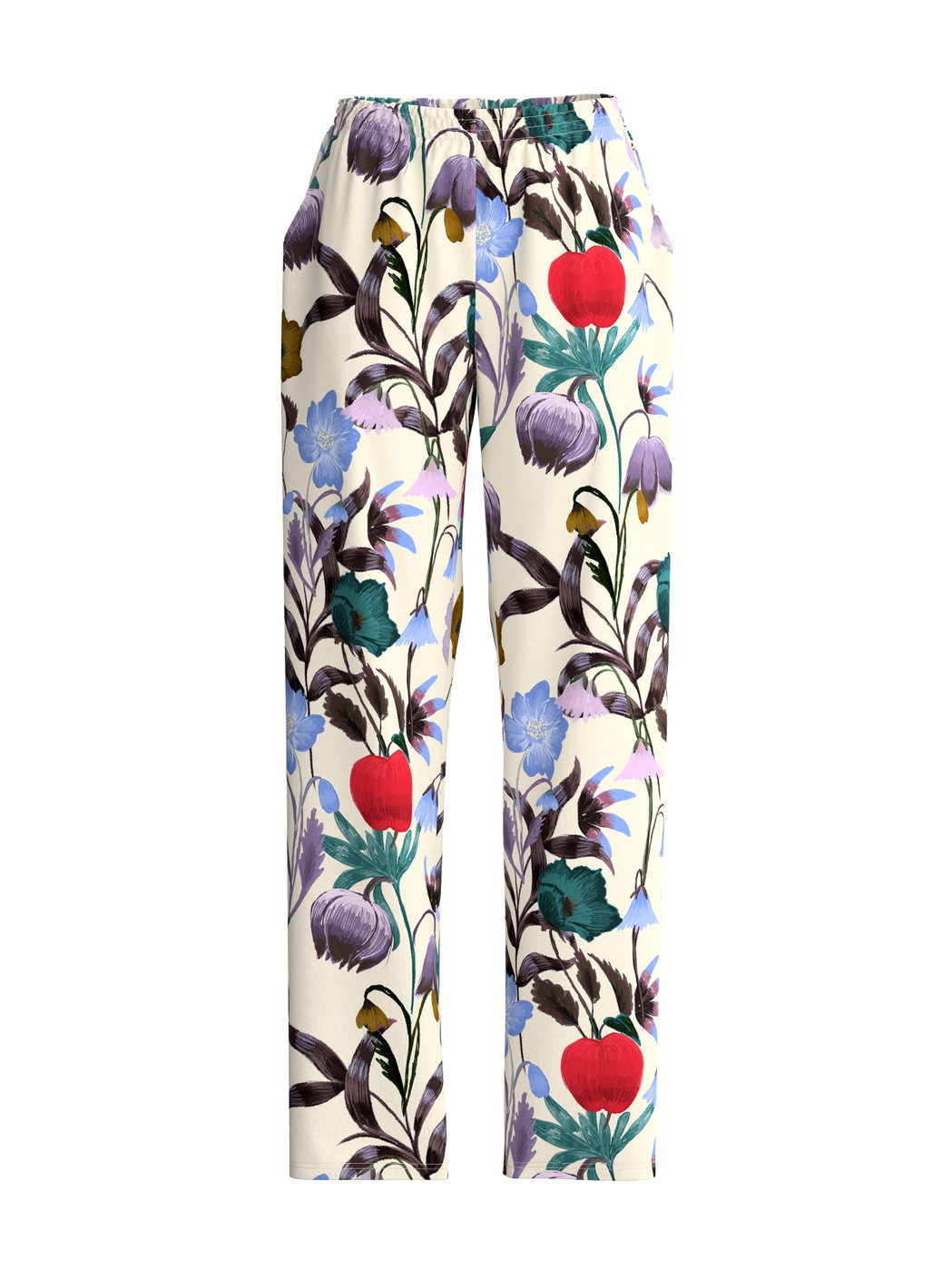 Damen - Pyjamahose aus 100% Baumwolle in Beige, Floral aus Serie Alpine M&M von CALIDA