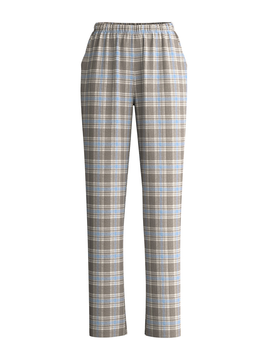 Damen - Flannellhose mit Seitentaschen aus Baumwolle in Blau, Kariert aus Serie Alpine M&M von CALIDA