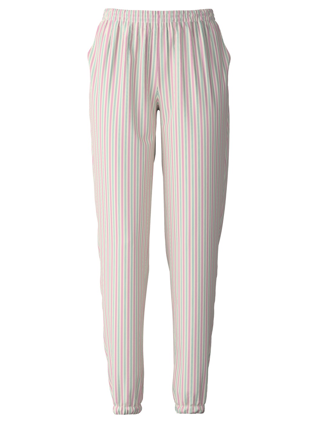 Donna - Pantaloni pigiama con polsini in 100% cotone di colore Turchese, A righe, della serie Favourites Botanic di CALIDA