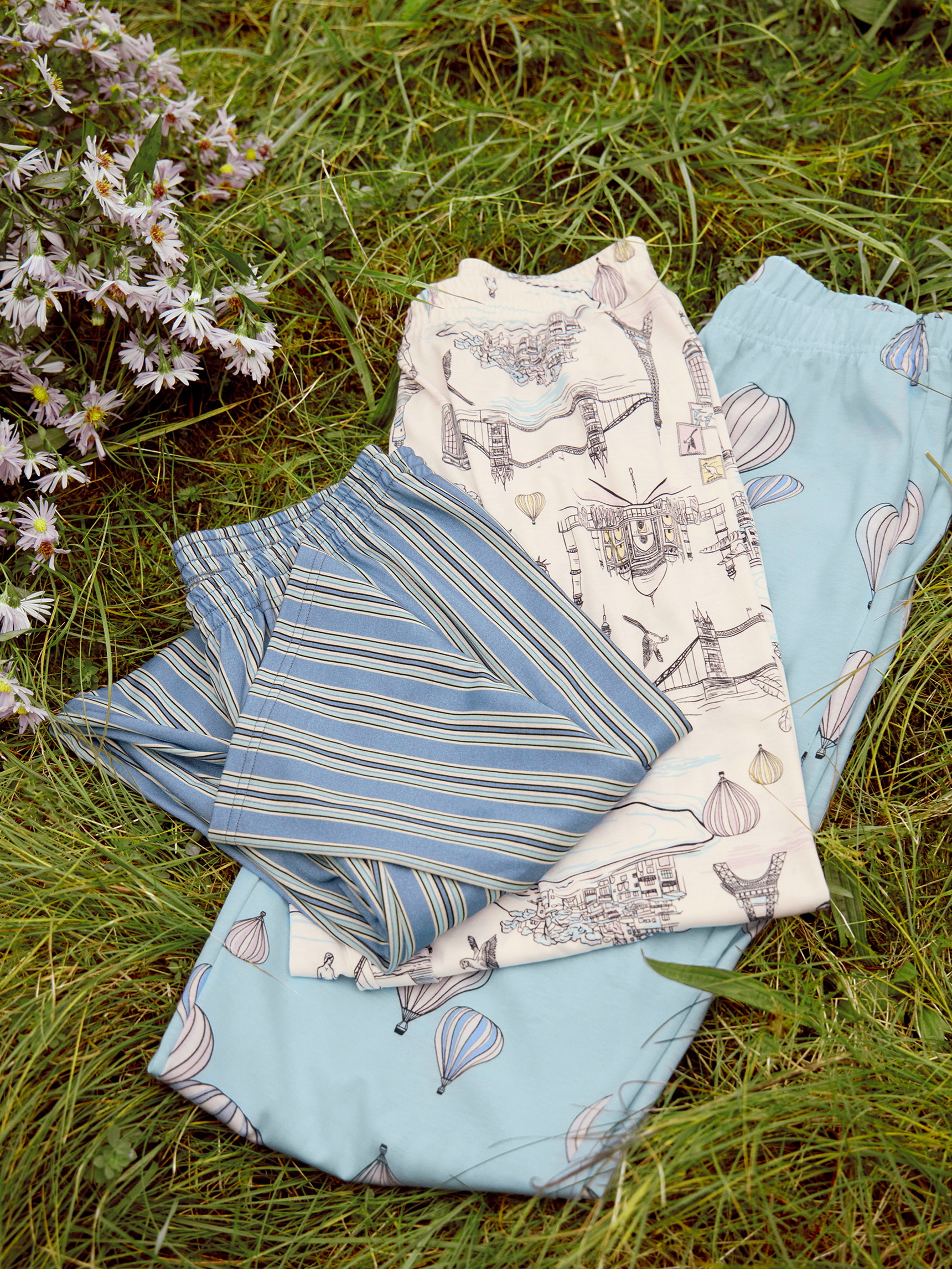 Femme - Bas de pyjama en 100% coton de couleur Bleu, Rayée, de la série Favourites Journey de CALIDA, Détail